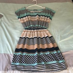Blue striped polka dot dress